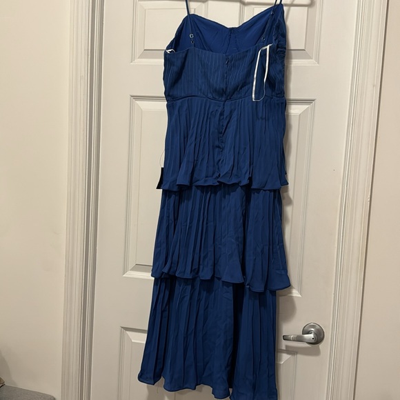 Lulus Tiered Dress - Cascading Crush Cobalt Blue Tiered Bustier Midi Dress - Picture 5 of 6